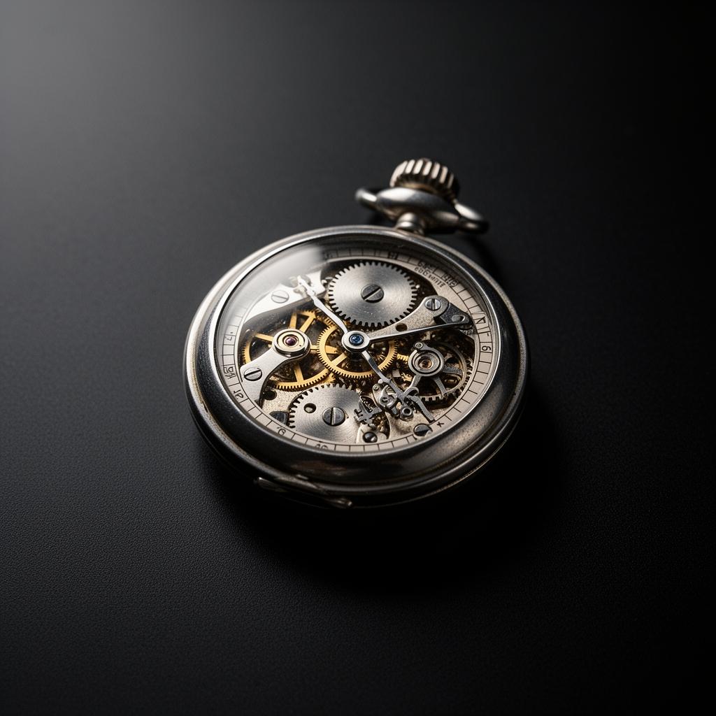 A vintage stopwatch on a black surface